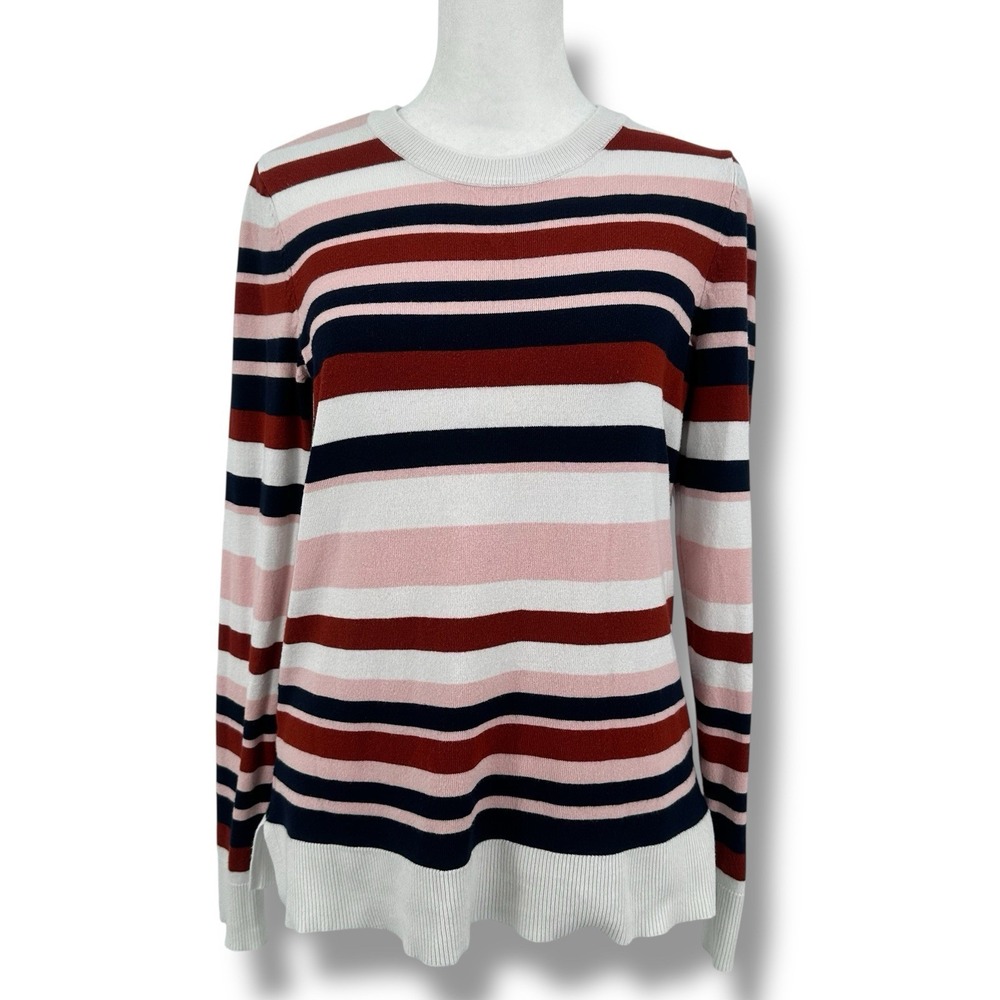 Style & Co Striped Sweater XS Rayon Knit Coastal Grandma Preppy Parisian Chic